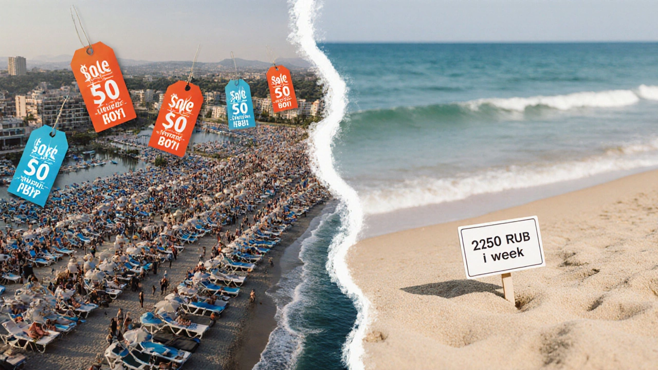 Сравнение: переполненный курорт в Турции и спокойный пляж в Абхазии с ценой на песке.