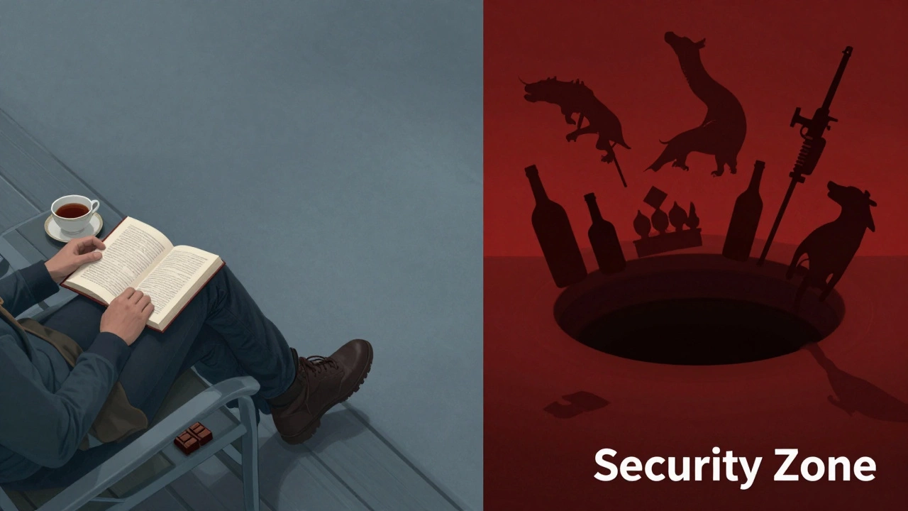 Сравнение разрешенных и запрещенных предметов на круизном судне в символическом формате.